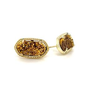 Ellie Kendra Scott Gold Druzy stud earrings.